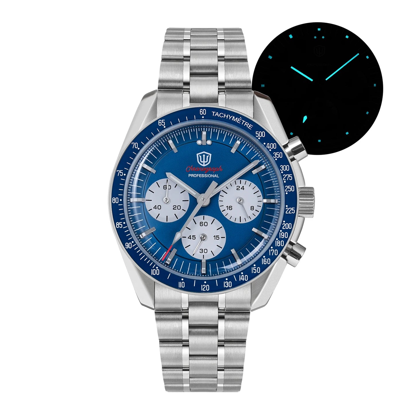 Orologio da uomo Watchdives New Wd1863 al quarzo VK63, cronografo con vetro zaffiro bombato, impermeabile, 39 mm, in acciaio, top brand, orologio business di lusso