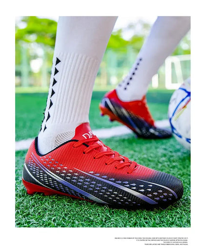 High Top Waterproof Football Boots Men Anti Slip Durable Spikes Design Breathable Lining Outdoor Grass Court Professional Soccer