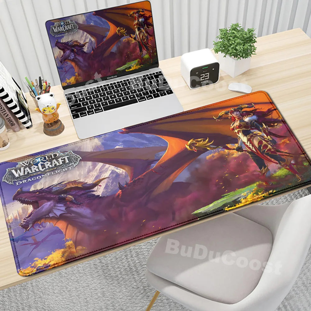 Anime World of Warcraft skrivbordsunderlägg, gamingmusmatta, datortillbehör, XXL, Lock Edge, tangentbord, musmatta, Gamer Mause, kontorsmattor