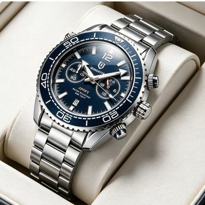 Montre-bracelet de luxe pour homme de marque QINGXIYA, chronographe sport étanche avec date lumineuse, montre à quartz décontractée pour homme