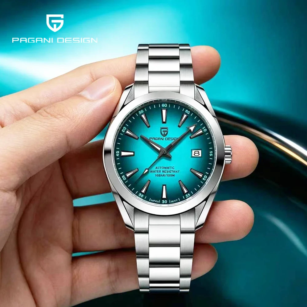 PAGANI DESIGN Luxury Business 40 mm-es férfi mechanikus karóra, csúcsminőségű zafírüveges férfi automata karóra, 100 m-es vízállóság