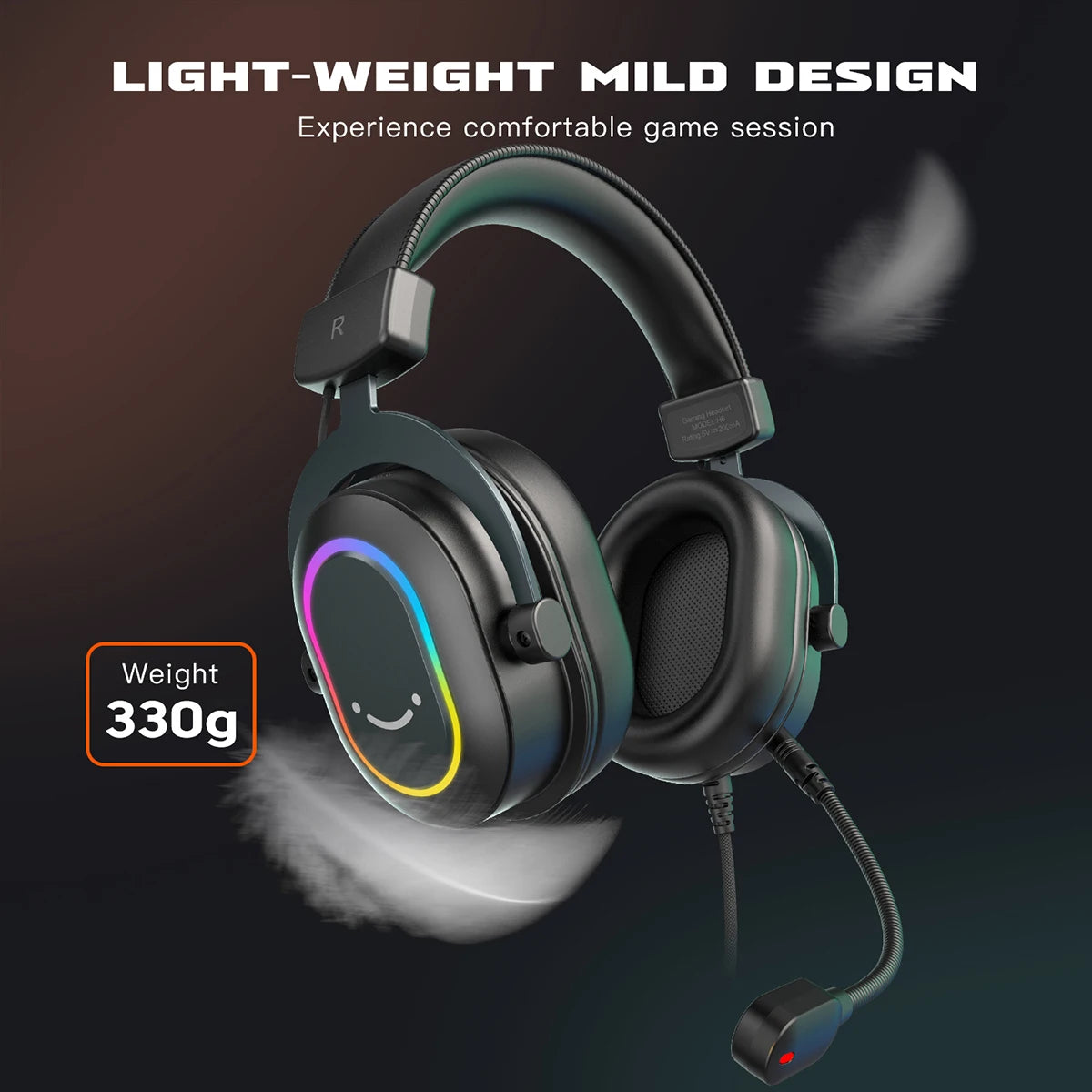 FIFINE RGB-Gaming-Headset mit Mikrofon – kabelgebundene Over-Ear-Kopfhörer mit 7.1 Surround Sound für PC, PS4 & PS5 mit 3 EQ-Modi