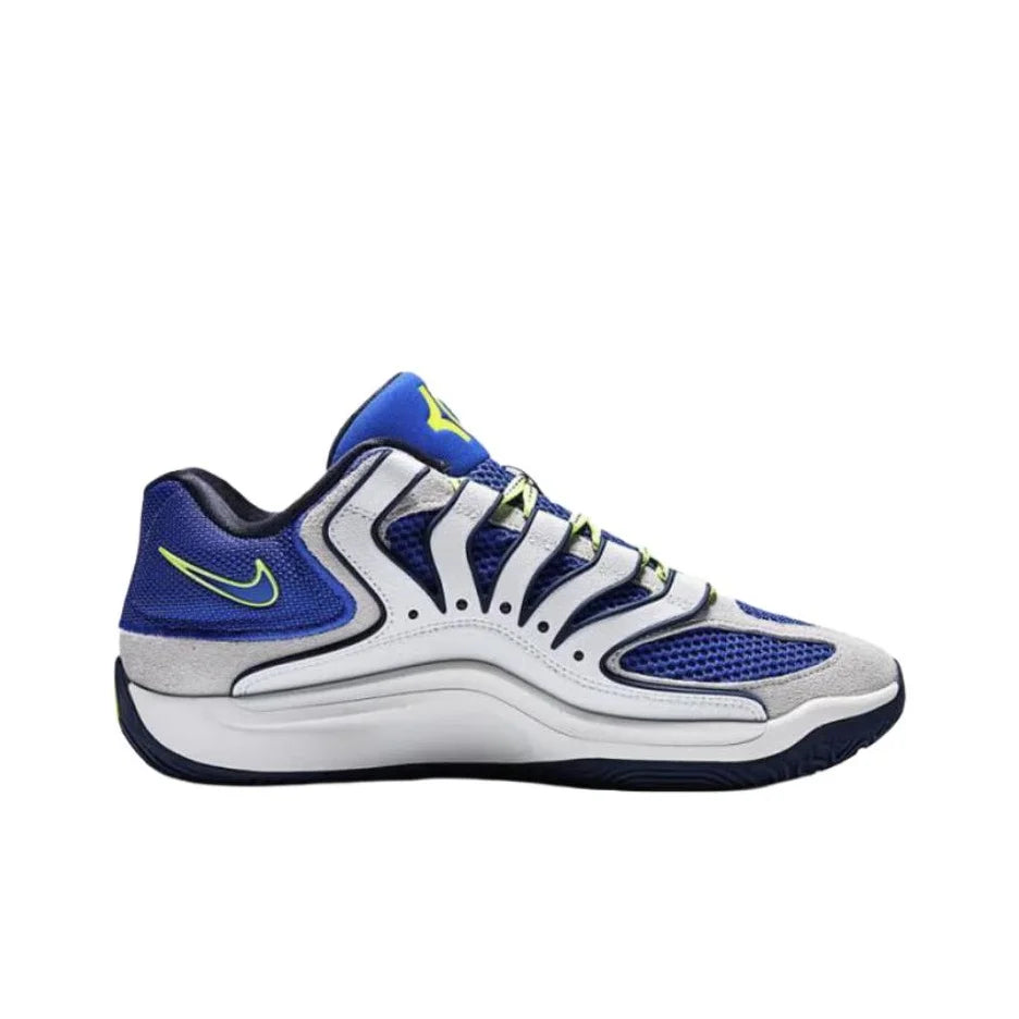 Nike KD 18 Slip Resistant Abrasion Resistant Low top Basketball Shoes Men's White Blue HV1991-400