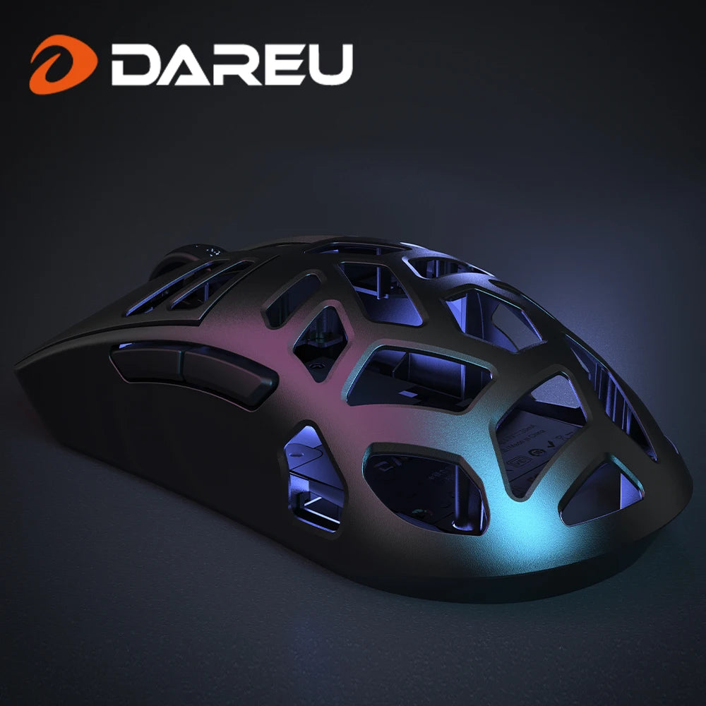 DAREU Al-mg Tri-mode 8Khz PBT bezdrátová herní myš s rychlým nabíjením PAW3950 30000 DPI, lehká, pro PC hráče