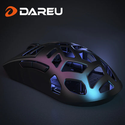 DAREU Al-mg Tri-mode 8Khz PBT bezdrátová herní myš s rychlým nabíjením PAW3950 30000 DPI, lehká, pro PC hráče