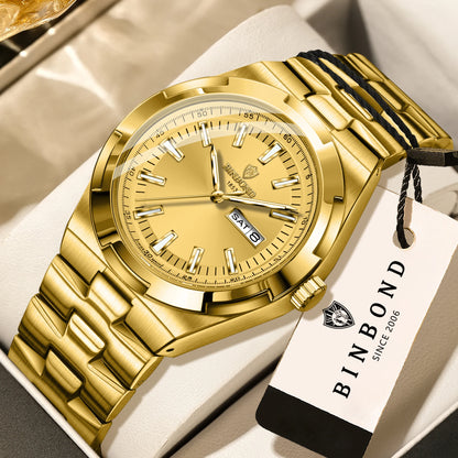 BINBOND stainless steel quartz watches for men – Luxury, water-resistant and luminescent watch – Original men’s model