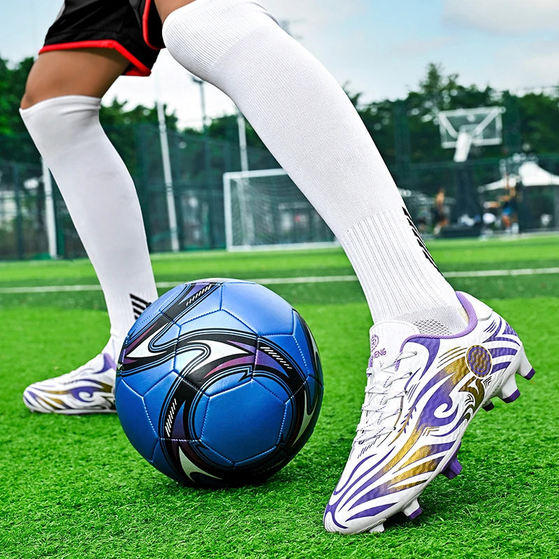 Chaussures de football originales pour hommes, chaussures d'entraînement en plein air, antidérapantes, chaussures de football pour enfants, à crampons longs, chaussures de futsal pour hommes, taille 32-45