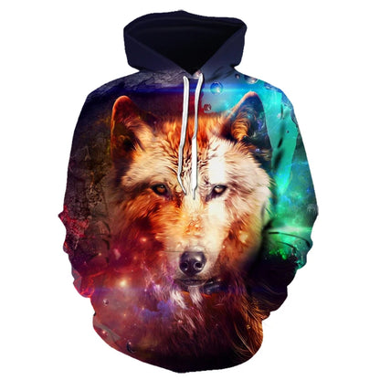 Majice s kapuljačom s 3D printom vuka za muškarce i žene, modne ležerne oversize pulover hoodice, hip-hop Harajuku streetwear