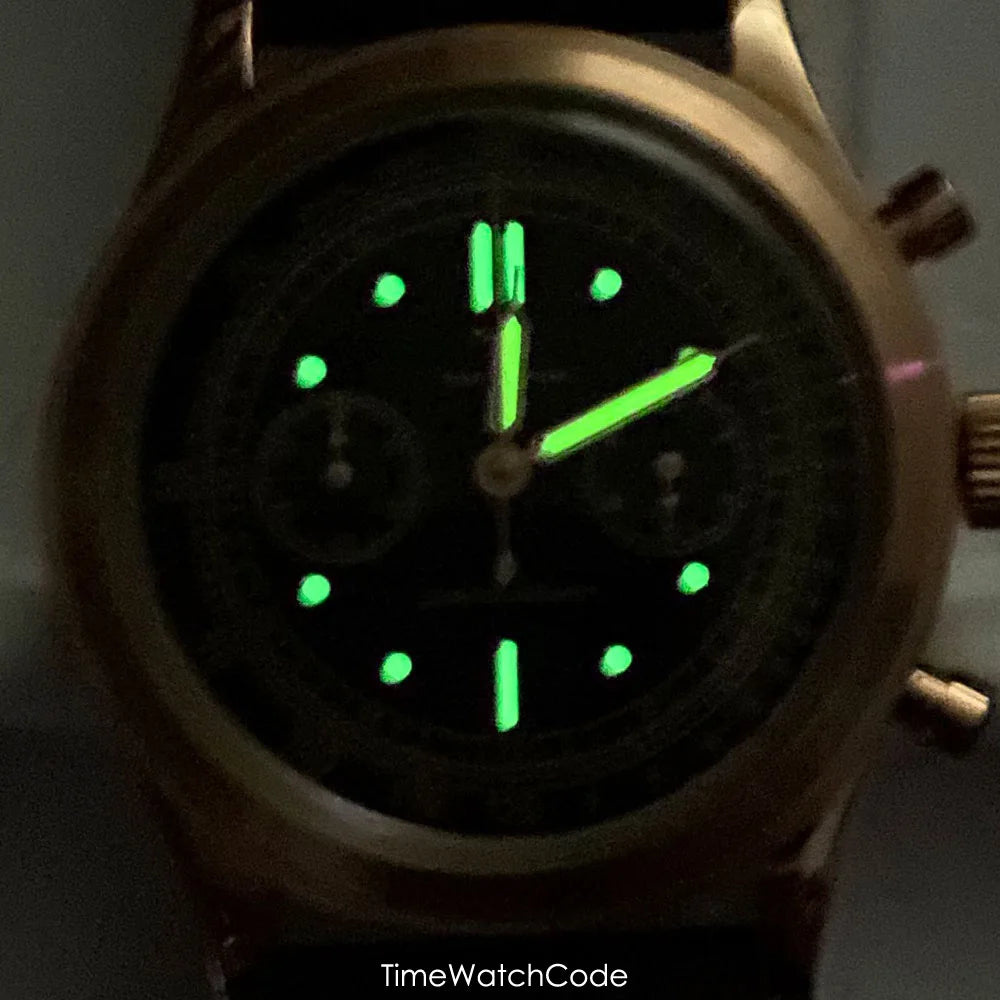 38mm Tandorio Retro Men's Watch Sport Watches Miyota OS20 Movement Chronograph Quartz Clock Black Dial Bubble Arched Glass