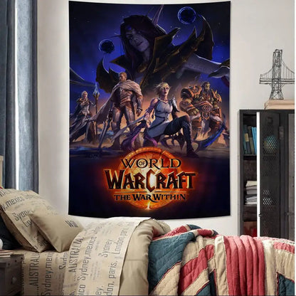 Vruća igra World of Warcraft, veliki zidni tapiserija s printom, jeftini hipi zidni ukrasi, boemski zidni tapiserije, mandala, kućni dekor