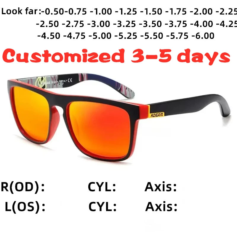 Outdoor Sport Square Myopia Lens Prescription Sunglasses Men Polarized Driving Anti-Glare Myopes Lunettes 0 -0.5 -0.75 Hoz -6.0