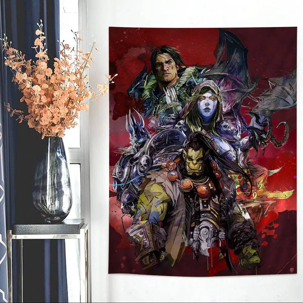 Vruća igra World of Warcraft, veliki zidni tapiserija s printom, jeftini hipi zidni ukrasi, boemski zidni tapiserije, mandala, kućni dekor