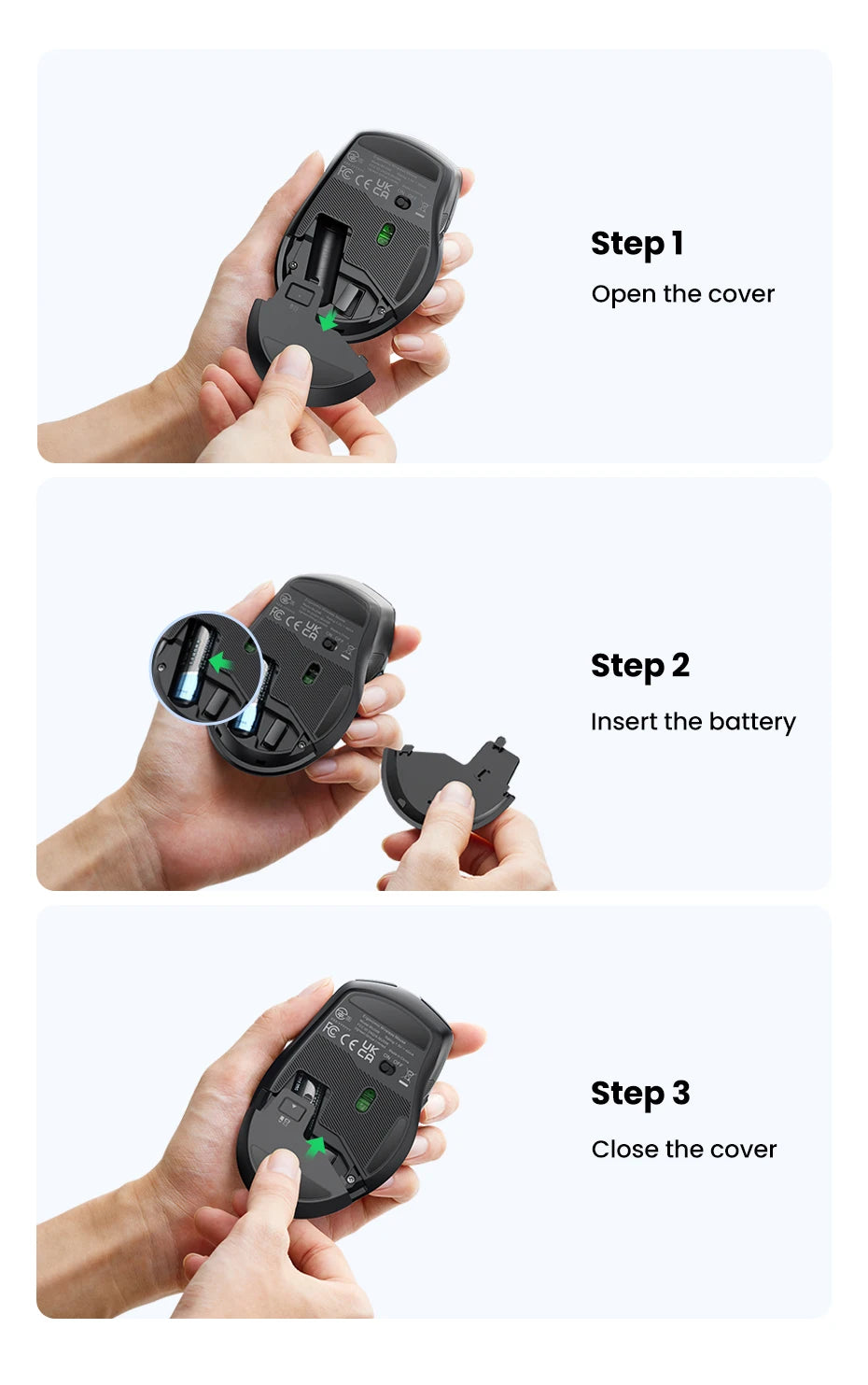 Mouse wireless UGREEN Bluetooth 5.0 ergonomico 4000DPI con 6 pulsanti silenziosi, per MacBook, tablet, laptop, computer e PC, mouse 2.4G