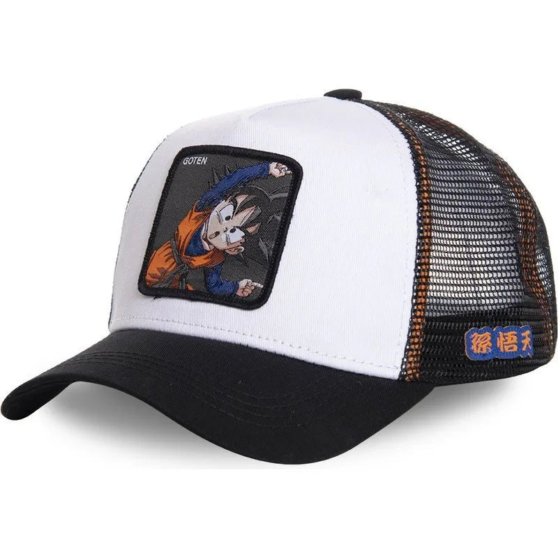 New Dragon Ball Son Goku Cap Summer Travel Peaked Cap Men's Embroidery Hip-Hop Cap Style Sun Visor Adjustable Trucker Mesh Cap