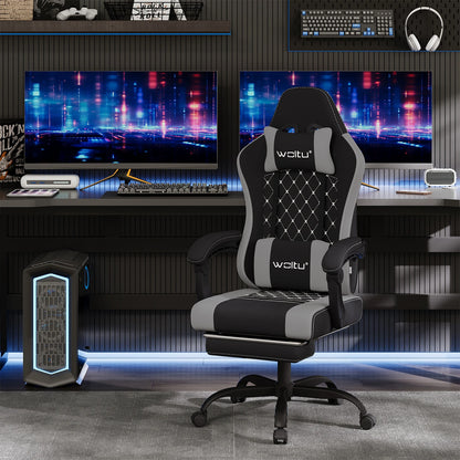 WOLTU sukamoji kompiuterio kėdė su masažo funkcija, ergonominė biuro kėdė su pagalvėle ir pakoju, reguliuojamo aukščio gaming kėdė