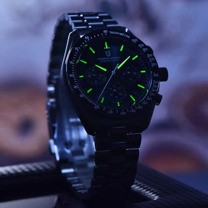 Relógio PAGANI DESIGN Moon – Cronógrafo de quartzo de luxo para homem, estilo desportivo, vidro de safira com tratamento antirreflexo, mostrador luminescente