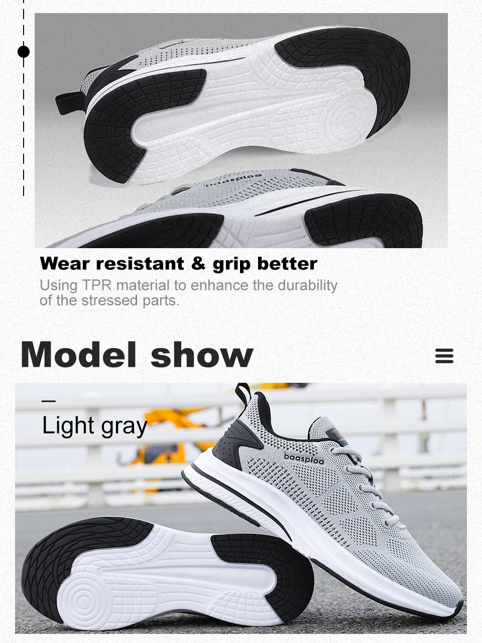 Baasploa løbesko til mænd – mærke, designer, mesh, casual sneakers, letvægts, snøresko, nye herresko til udendørs sport og tennis