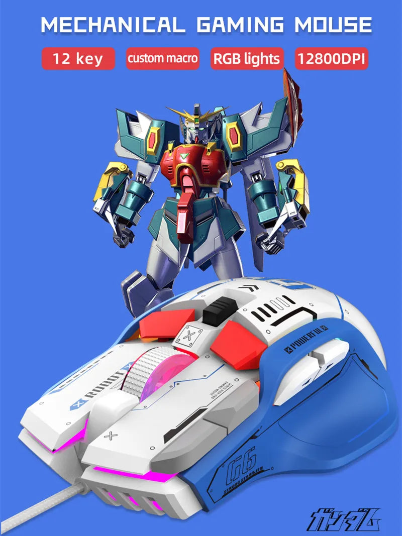 High-end Programmable Gaming Mouse Wired 12800 DPI 12 keys RGB Game Mice for Windows IOS Home Office Laptop PC