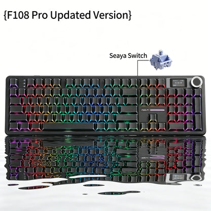 Teclado mecánico AULA F108 PRO personalizado con distribución 100%, retroiluminación RGB, Bluetooth inalámbrico, interruptores HiFi para gaming