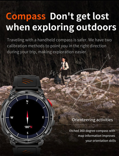 2026 T-Rex 3 Style Smartwatch for Men  1100mAh Battery, GPS, 10ATM Waterproof, Bluetooth Calling & Sports Tracker