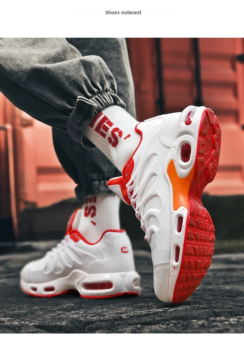 Men's air cushioned running shoes, marathon sports, breathable and lightweight, women's comfortable and non slip casual shoes