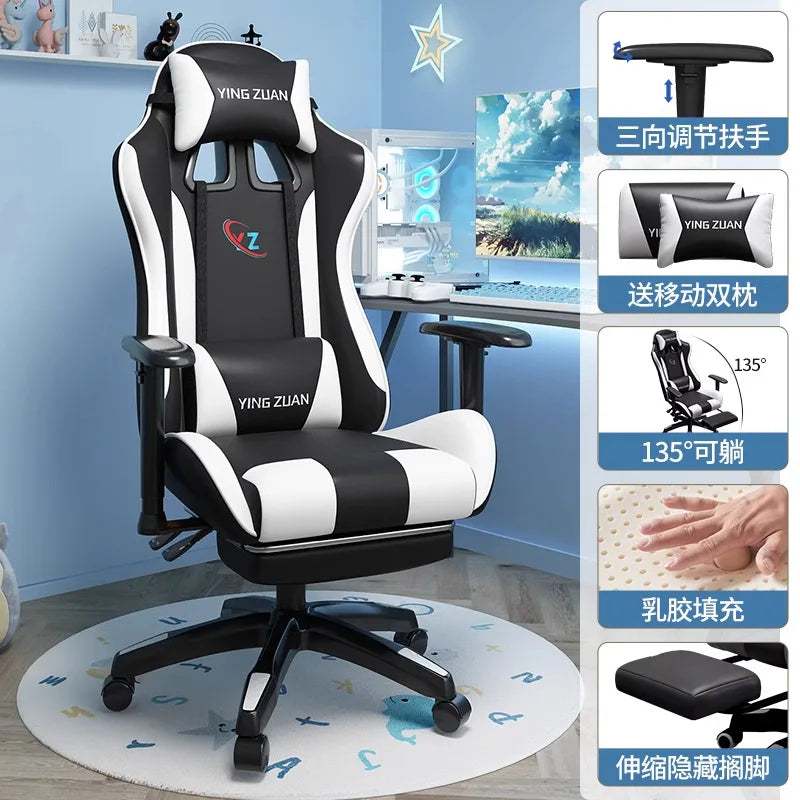 Herní židle Počítačová židle Pohodlné polohovací sedadlo Game LIVE Na kolej, pro studenty i domácnost Ergonomie pro dlouhé sezení