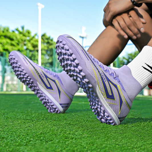 Outdoor TF Turf Soccer Boots Comfort PU Fabric Upper Rubber High Grip Sole Reliable Quality Kids Teenager Sports Shoes