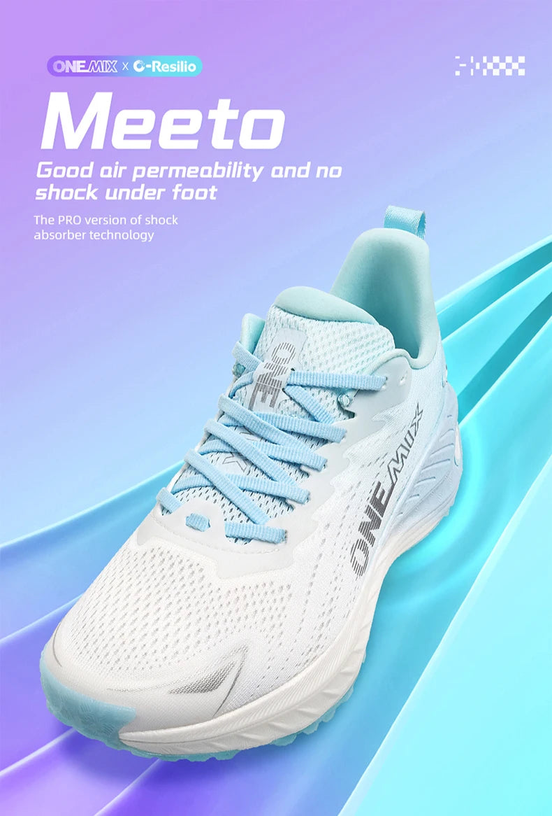 O-Resilio løbesko til mænd med støddæmpning og stabilitet, lette udendørs sports- og fritidssneakers i mesh med snørebånd til fitness og jogging