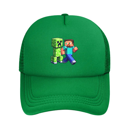 Kubinis nuotykių ieškotojas atranda už savęs „Creepers“ monstrą. Sunkvežimio vairuotojo kepurė. „Sun Hats“ kepurė. Reguliuojama „Snapback“ kepurė. Tinklinė beisbolo kepurė.