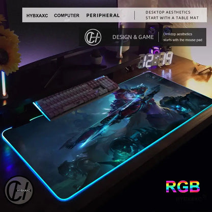 World of Warcraft Sylvanas Mouse Pad RGB Gaming Mouse Pad Desk Mat HD Gamer Large LED Light XXL MousePads PC Computer Carpet