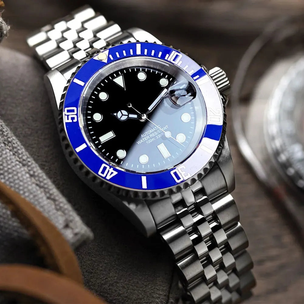 200m wasserdichte Miyota 8215 Automatikuhr für Herren, Taucheruhr, 40mm, mechanisches Uhrwerk, Leuchtanzeige, Jubilee-Armband, Glide-Lock-Schließe