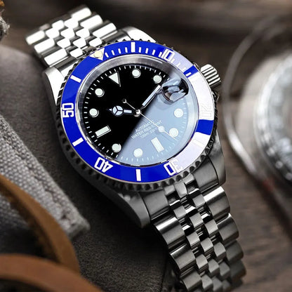 200m wasserdichte Miyota 8215 Automatikuhr für Herren, Taucheruhr, 40mm, mechanisches Uhrwerk, Leuchtanzeige, Jubilee-Armband, Glide-Lock-Schließe