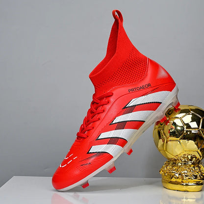 Nouvelles chaussures de football professionnelles pour hommes, crampons de football antidérapants TF/FG, baskets pour garçons, chaussures de sport confortables à la cheville, unisexes