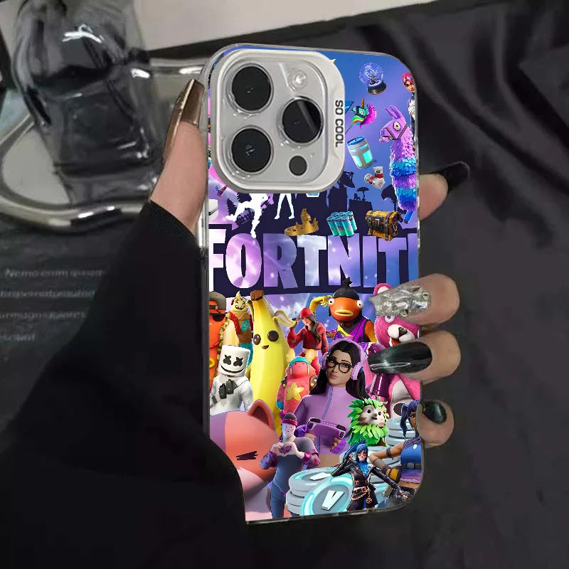 1 ks herní pouzdro F-fornite na telefon, pouzdro na telefon IMD, stříbrný kryt pro iPhone 16 15 14 13 12 11 Pro Max Plus