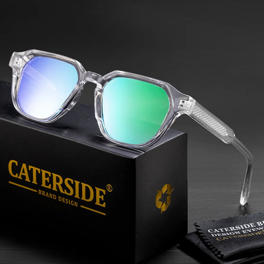 CATERSIDE férfi és női divatos, négyzet alakú keretes napszemüveg, mindennapi viseletre, UV400 védelemmel, PC keret, propionát, tűszerű szárak
