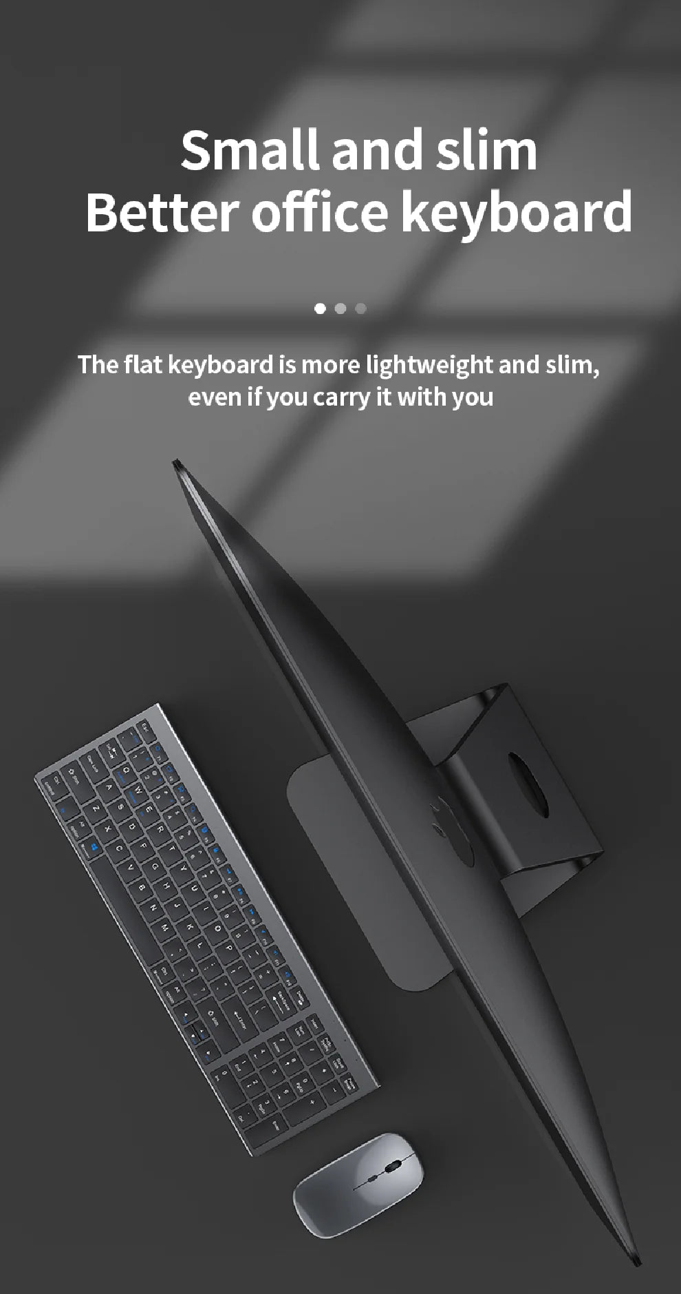 JOMAA Bluetooth-&2.4G-USB-Tastatur-und-Maus-Set für Laptop, Computer und iPad, wiederaufladbare kabellose Tastatur-und-Maus-Kombination, leise