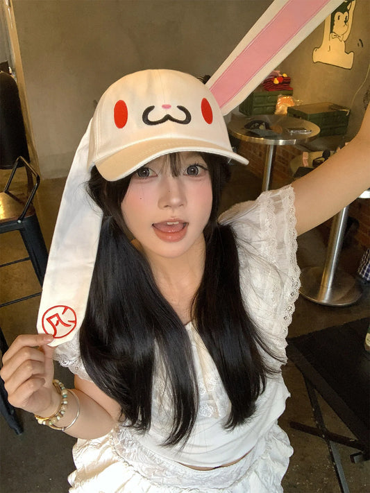 2025 NEW CUTE Long Rabbit Ear Hat Y2K Style Denim Blue Baseball Cap Fashion Hip-Pop Cap Couple Birthday Gifts