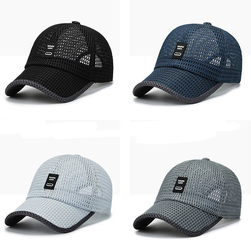 Zomer mesh-pet, baseballpet, ademend, voor buiten, verstelbaar met snapback, wandel- en vispet, voor dames en heren, cool, casual, sportief, fietspet