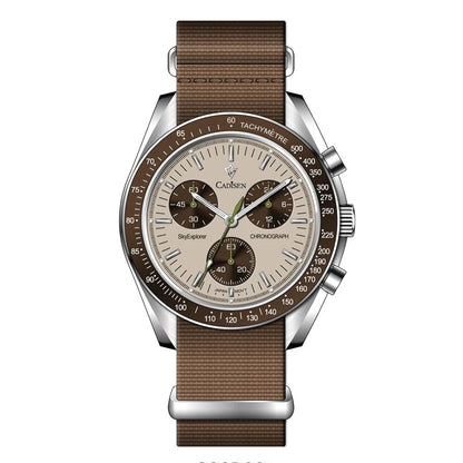 CADISEN Új férfi karórák Luxus kvarc karóra férfiaknak Zafír AR bevonatú üveg Vászon VK68 Speed Chronograph Automatikus