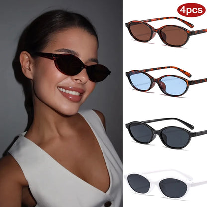 1/4pcs New Casual Elliptical Sunglasses Female Multi Color Frame Glasses Fashion Small Frame Design UV400 Sun Glasses Unisex