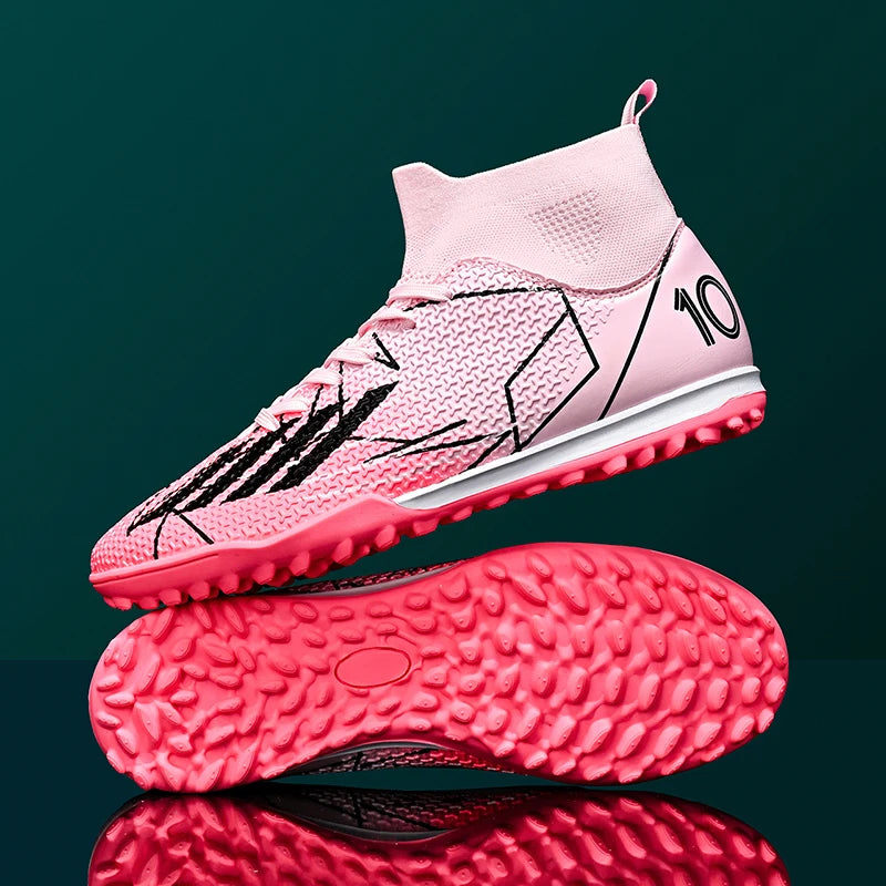 Nouvelles chaussures de football pour hommes, chaussures de sport antidérapantes ultralégères à haute cheville pour l'extérieur, chaussures de futsal antidérapantes pour l'intérieur, chaussures de football de haute qua