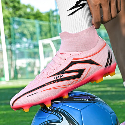 Chaussures de football AG/FG pour enfants et jeunes, chaussures d'entraînement, tige en tissu PU, semelle en TPU, antidérapantes, résistantes à l'usure, pour terrain de sport en herbe naturelle
