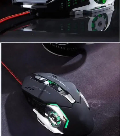 Mouse gaming Carpbaba GM6 per gamer, mouse ottico cablato regolabile con LED, cavo USB, mouse silenzioso per laptop e PC