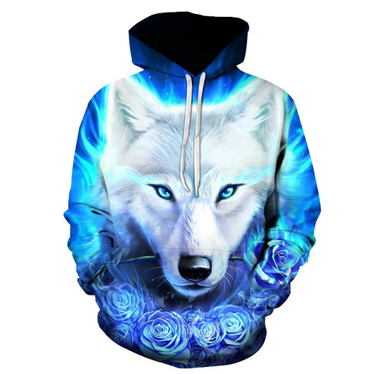 Animal Wolf 3D-bedruckte Kapuzenpullover für Herren und Damen, modisch, lässig, Oversized, Hip-Hop-Harajuku-Streetwear-Hoodies