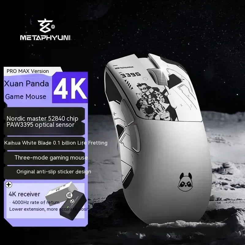 Bezdrátová myš Metaphyuni Metapanda P1 P1 Pro Max PAW3395, nízká latence, lehká e-sportovní herní myš, ergonomická, dárek pro PC hráče