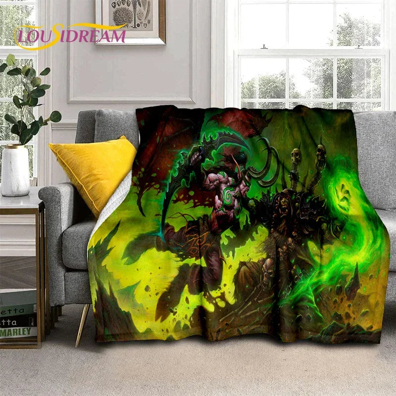 3D World of Warcraft-spil WOW Lich King DH-tæppe, blødt tæppe til hjemmet, soveværelset, sengen, sofaen, picnic, rejser, kontoret og børn