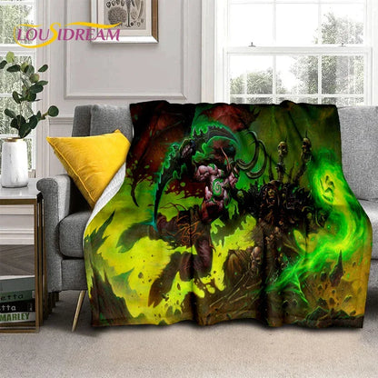 3D World of Warcraft-spil WOW Lich King DH-tæppe, blødt tæppe til hjemmet, soveværelset, sengen, sofaen, picnic, rejser, kontoret og børn