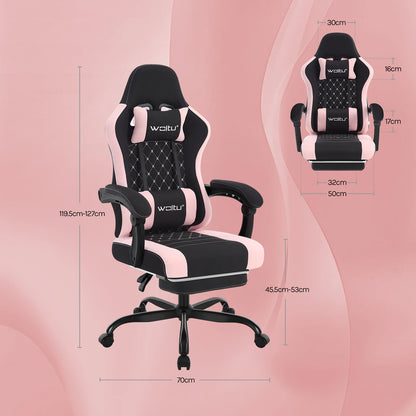 WOLTU sukamoji kompiuterio kėdė su masažo funkcija, ergonominė biuro kėdė su pagalvėle ir pakoju, reguliuojamo aukščio gaming kėdė