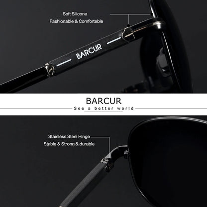BARCUR polarizált férfi napszemüveg, pilóta napszemüveg férfiaknak, kiegészítők, vezetéshez, horgászathoz, túrázáshoz, szemüveg, Oculos, Gafas De Sol