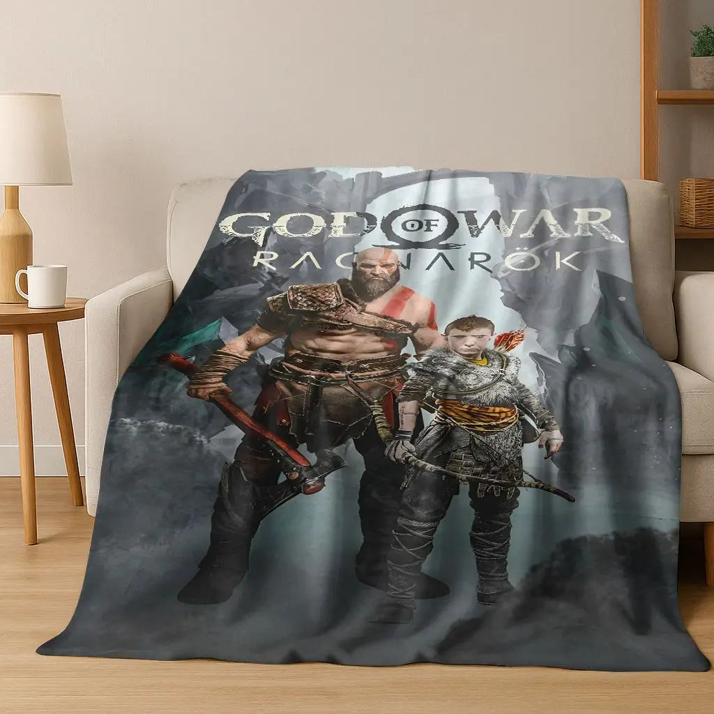 Classics God of War Kratos 3A játékos flanel takaró, meleg és kényelmes, puha takaró otthoni használatra, hálószobába, ágyra, kanapéra, gyerekeknek ajándékba